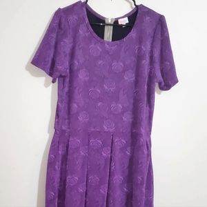 LulaRoe Purple Rose Pattern Dress